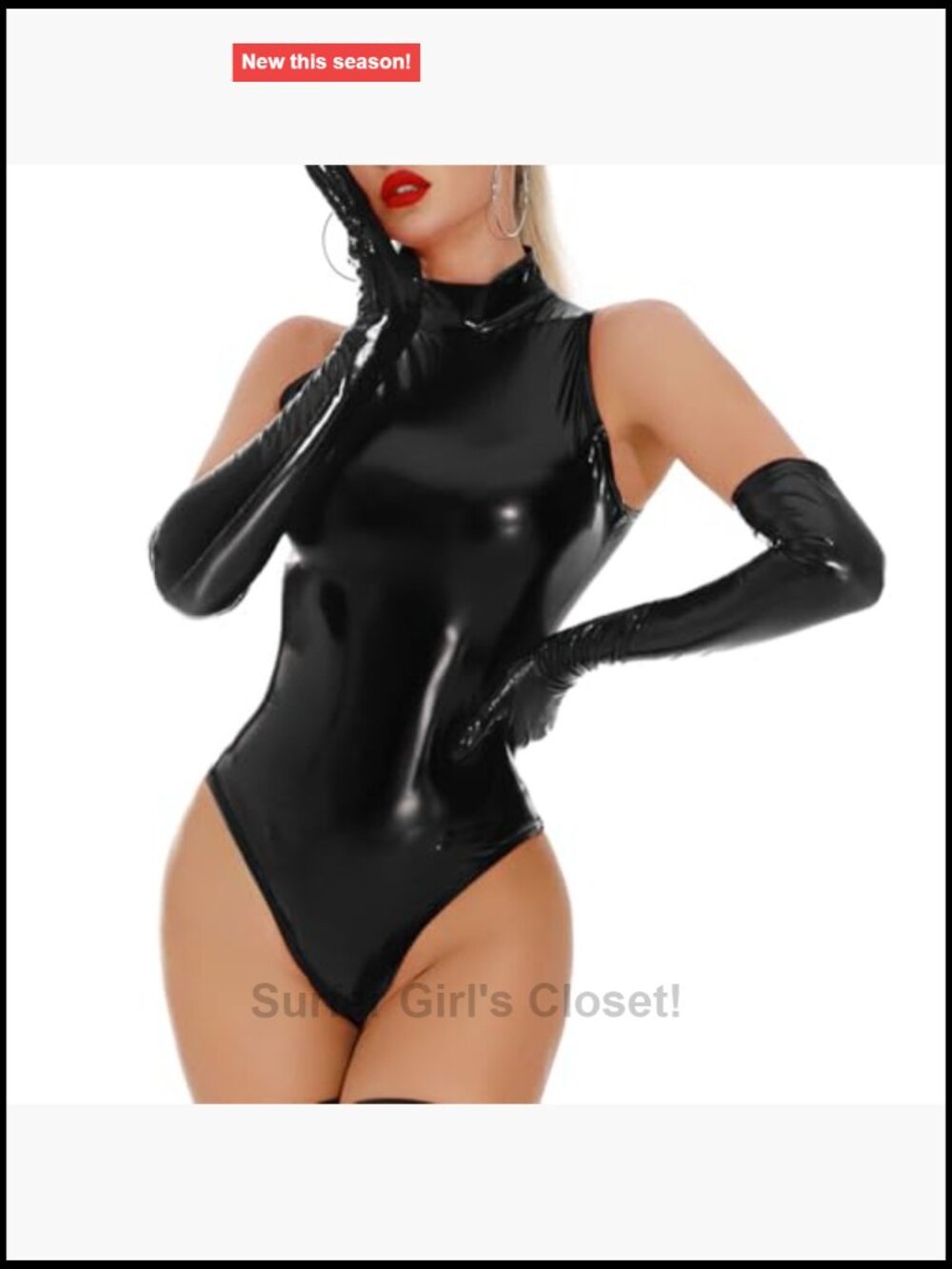 Latex Bodysuit PU Leather Lingerie Set Wet Look Catsuit Bodysuit - Picture 2 of 7